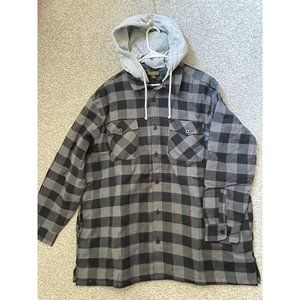 Boulder Creek Men’s Gray Plaid Removeable Hood Long Sleeve Jacket Size 2XL Big